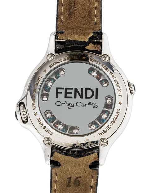 fendi crazy carats black dial leather strap ladies watch|Fendi crazy carats watch clearance.